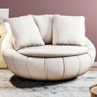 Poltrona Giratória Decorativa Redonda Com Almofadas Saphire M