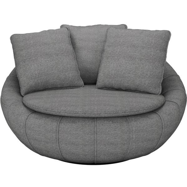 Poltrona Giratória Decorativa Redonda Com Almofadas Saphire Z