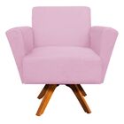 Poltrona Giratória Dora Suede Base Madeira Mm30 D'rossi - Ros