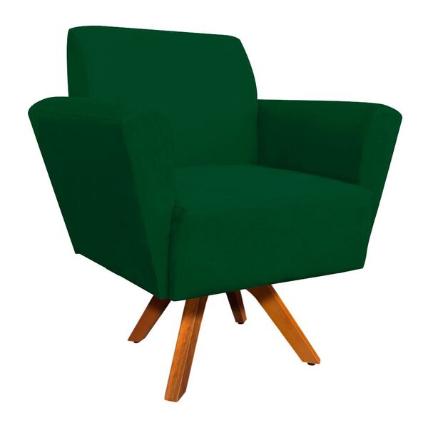 Poltrona Giratória Dora Suede Base Madeira Mm30 D'rossi - Ver