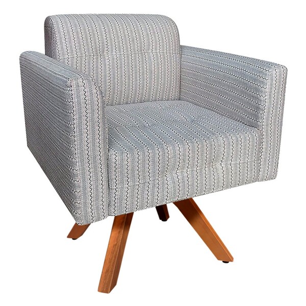 Poltrona Giratória Elisa Linho A71 Base Madeira Mm30 D'rossi