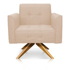 Poltrona Giratória Elisa Linho Areia A27 Base Madeira Ma30 -