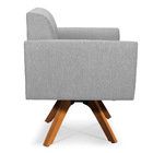 Poltrona Giratória Elisa Linho Cinza Claro A05 Base Madeira M