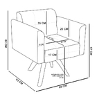 Poltrona Giratória Elisa Linho Cinza Claro A05 Base Madeira M