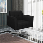 Poltrona Giratória Elisa Linho Preto A79 Base Estrela Cromado