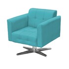 Poltrona Giratória Elisa Suede Azul Turquesa Base Estrela Cro
