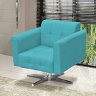 Poltrona Giratória Elisa Suede Azul Turquesa Base Estrela Cro