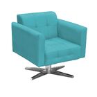 Poltrona Giratória Elisa Suede Azul Turquesa Base Estrela Cro