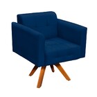 Poltrona Giratoria Elisa Suede Base Made - Azul Marinho