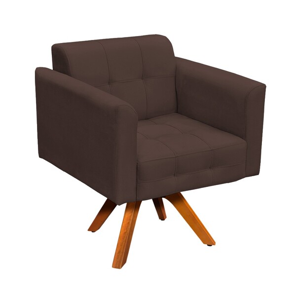 Poltrona Giratoria Elisa Suede Base Made - Marrom