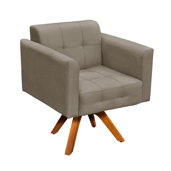 Poltrona Giratoria Elisa Suede Base Made - Marrom Rato