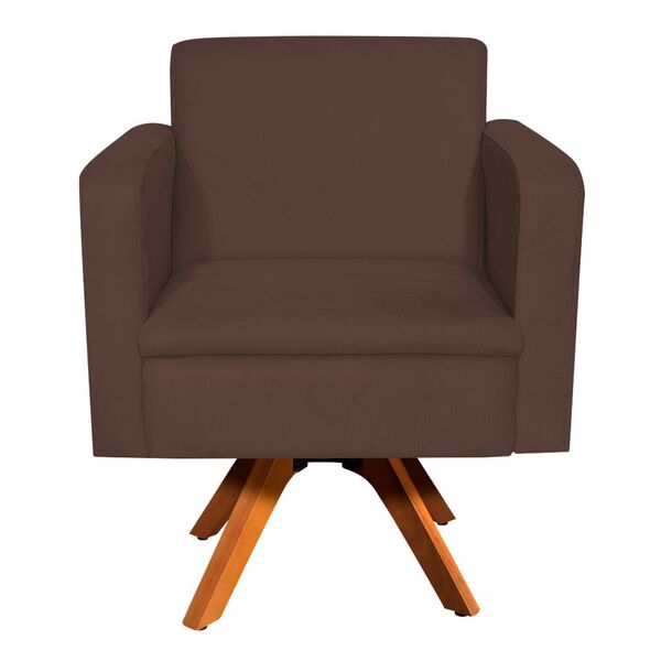 Poltrona Giratória Emília Suede Base Madeira Mm30 D'rossi - M