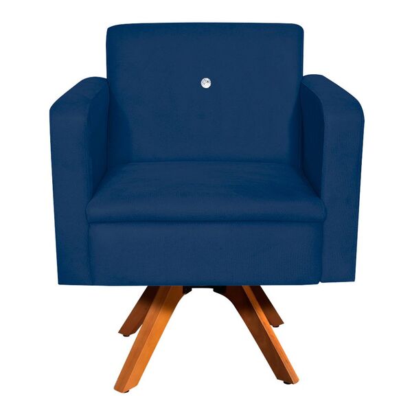 Poltrona Giratória Emília Suede Com Strass Base Madeira Mm30