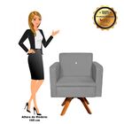 Poltrona Giratória Emília Suede Com Strass Base Madeira Mm30