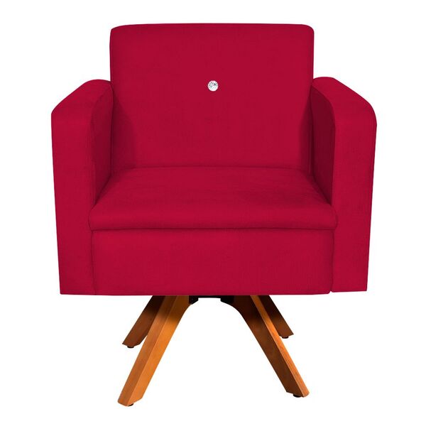 Poltrona Giratória Emília Suede Com Strass Base Madeira Mm30