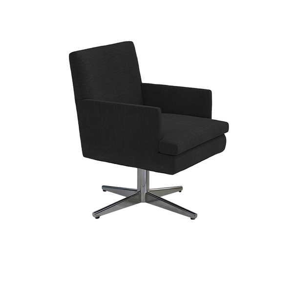 Poltrona Giratoria Germany Retro Suede Preto