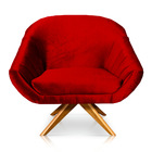 Poltrona Giratória Giovana Acetinado Base Madeira Ma30 - D'ro