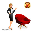 Poltrona Giratória Giovana Acetinado Base Madeira Ma30 - D'ro