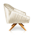 Poltrona Giratória Giovana Acetinado Base Madeira Ma30 - D'ro