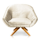 Poltrona Giratória Giovana Acetinado Base Madeira Ma30 - D'ro