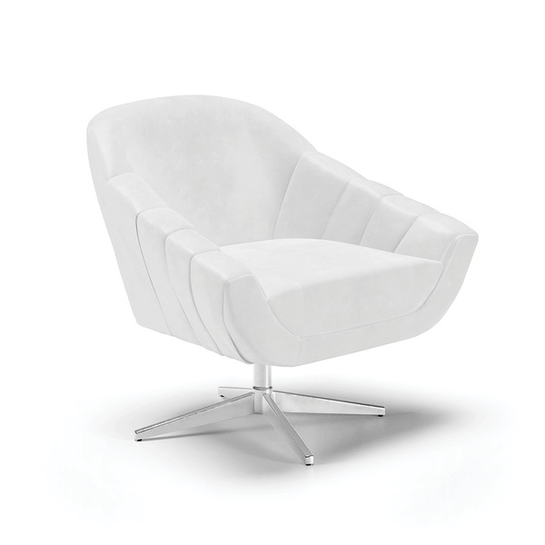 Poltrona Giratória Giovana Corano Branco Base Cromada D03 - D