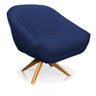 Poltrona Giratória Giovana Corino Azul Marinho Base Madeira M