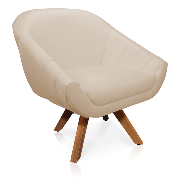 Poltrona Giratória Giovana Corino Base Madeira Mm30 D03 - D'r