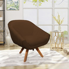 Poltrona Giratória Giovana Corino Base Madeira Mm30 - D'rossi