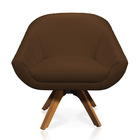 Poltrona Giratória Giovana Corino Base Madeira Mm30 - D'rossi