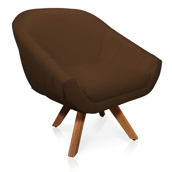 Poltrona Giratória Giovana Corino Base Madeira Mm30 - D'rossi