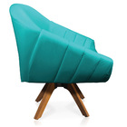 Poltrona Giratória Giovana Corino Base Madeira Mm30 - D'rossi