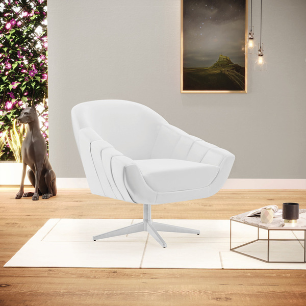 Poltrona Giratória Giovana Corino Branco Base Cromada D03 - D