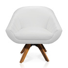Poltrona Giratória Giovana Corino Branco Base Madeira Mm30 D0