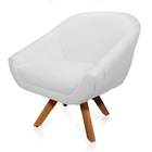 Poltrona Giratória Giovana Corino Branco Base Madeira Mm30 D0