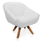 Poltrona Giratória Giovana Corino Branco Base Madeira Mm30 D0