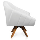 Poltrona Giratória Giovana Corino Branco Base Madeira Mm30 D0