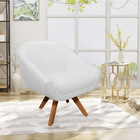 Poltrona Giratória Giovana Corino Branco Base Madeira Mm30 D0