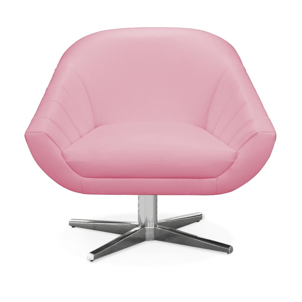 Poltrona Giratória Giovana Corino Rosa Bebê Base Cromada - D'