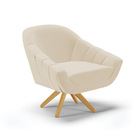 Poltrona Giratória Giovana Linho Base De Madeira Ma30 D03 - D