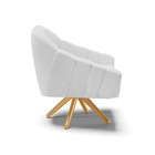 Poltrona Giratória Giovana Linho Base De Madeira Ma30 D03 - D