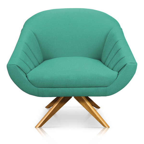 Poltrona Giratória Giovana Linho Base De Madeira Ma30 - D'ros