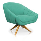 Poltrona Giratória Giovana Linho Base De Madeira Ma30 - D'ros