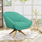 Poltrona Giratória Giovana Linho Base De Madeira Ma30 - D'ros