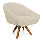 Poltrona Giratória Giovana Linho Base Madeira Mm30 D03 - D'ro