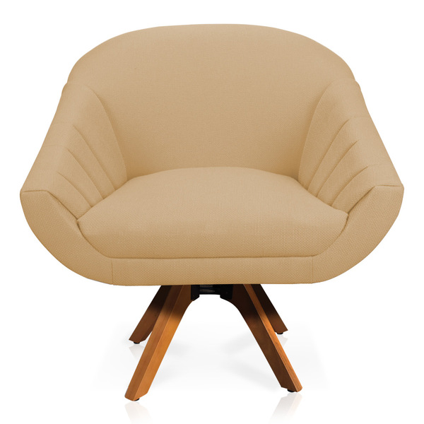 Poltrona Giratória Giovana Linho Base Madeira Mm30 D03 - D'ro