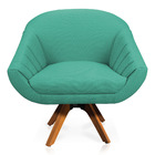 Poltrona Giratória Giovana Linho Base Madeira Mm30 - D'rossi