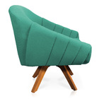 Poltrona Giratória Giovana Linho Base Madeira Mm30 - D'rossi