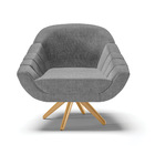 Poltrona Giratória Giovana Linho Grafite A26 Base De Madeira