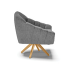 Poltrona Giratória Giovana Linho Grafite A26 Base De Madeira