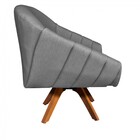 Poltrona Giratória Giovana Linho Grafite A26 Base Madeira Mm3